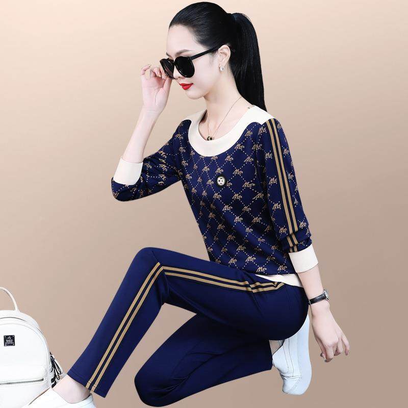 卫动衣套运女春装秋新99044880款时尚洋气减龄妈妈圆领印花休闲两,淘宝优惠券,粉丝福利购,淘宝优惠卷