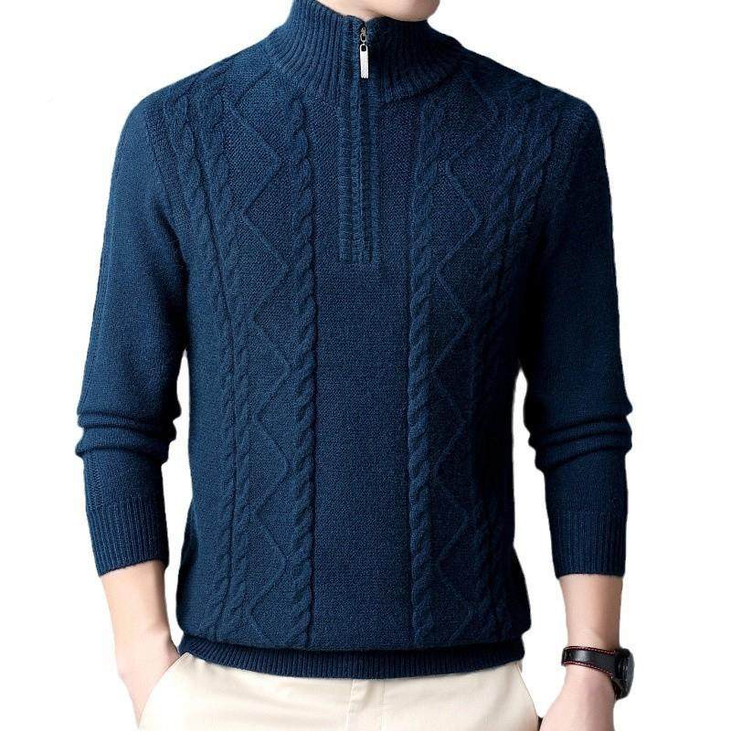 中青年领拉链加厚男士织衫秋冬季中年男套头羊针毛高爸爸毛QNK半,淘宝优惠券,粉丝福利购,淘宝优惠卷