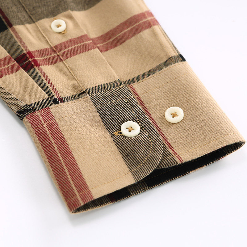 保罗秋冬新款纯棉格子磨毛男士衬衫 保罗圣夫罗兰衬衫