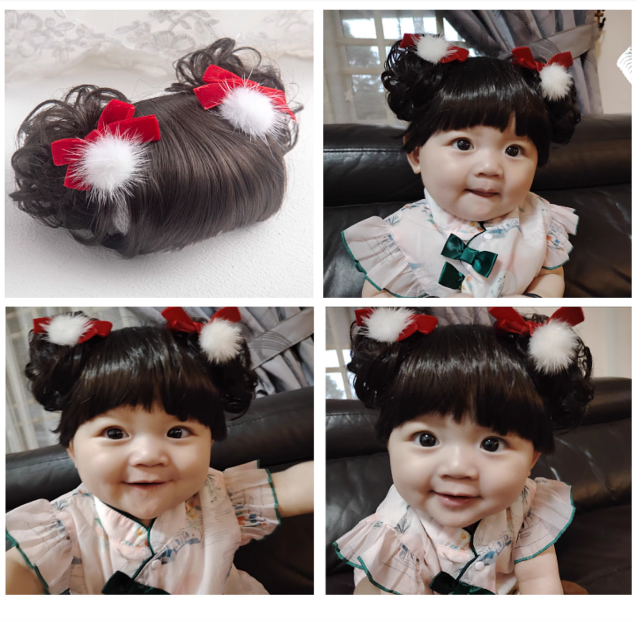 婴幼儿假发刘海毛线发带秋冬儿童周岁百天拍照女孩公主蝴蝶结头饰,淘宝优惠券,粉丝福利购,淘宝优惠卷