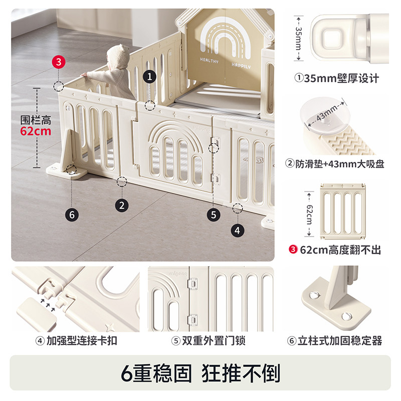 曼龙星桥游戏围栏防护栏婴儿童宝宝客厅室内地上爬爬行垫围栏一体,淘宝优惠券,粉丝福利购,淘宝优惠卷