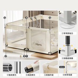 曼龙城堡布艺围栏防护栏婴儿童爬爬垫一体宝宝游戏客厅地上栅栏