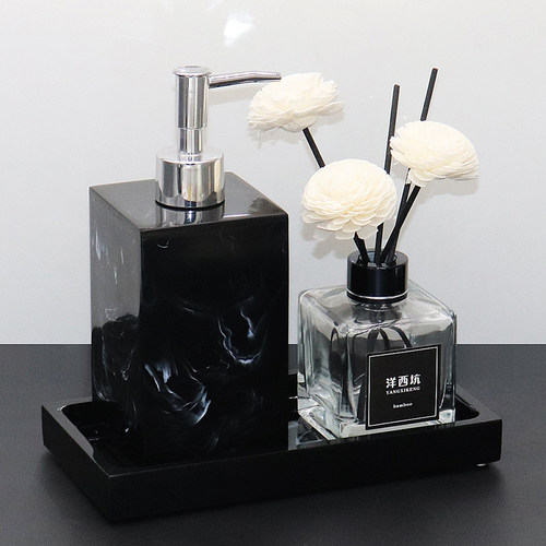 酒店欧式卫浴洗漱用品套件样板房浴室摆件洗手液瓶乳液瓶托盘套装 - 图0