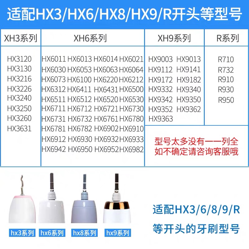 适用飞利浦电动牙刷头HX6063/6064/6073/9352/9362/9372/替换刷头 - 图0