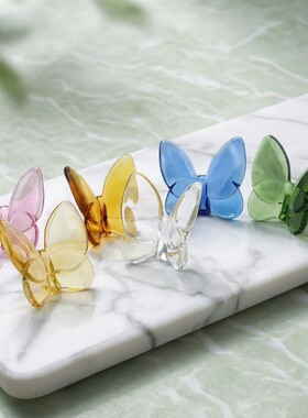 透明玻璃蝴蝶装饰摆件家居桌面