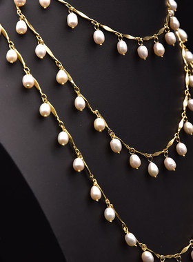 珍珠毛衣链天然淡水珍珠锁骨脖颈项链原创高级感饰品18k真金电镀