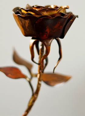 器而不舍手作铜/玫瑰花瓶/玫瑰插花瓶/玫瑰花瓶摆件/玫瑰花瓶