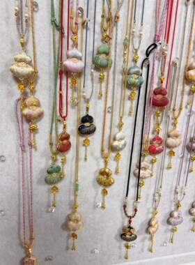 手工宋锦蜀锦香云纱葫芦项链新款气质多用桑蚕丝项圈挂件吊坠链子