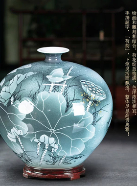 铜礼阁景德镇手绘石榴瓶摆件