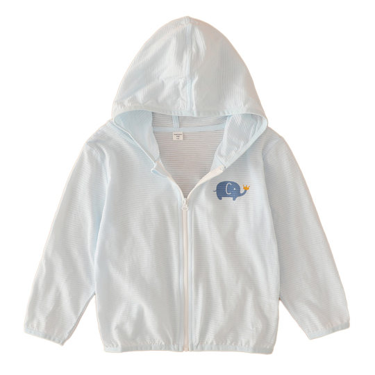 100%纯棉轻薄儿童防晒衣竹节棉透气中小童宝宝外套拉链男童皮肤衣