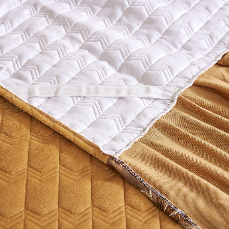 秋冬水晶绒蕾丝床裙单件加厚夹棉床罩防滑床套席梦思床垫保护套罩,淘宝优惠券,粉丝福利购,淘宝优惠卷