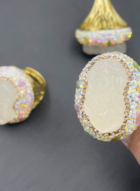 新中式玉髓貔貅戒指显手细高级感大气宽面粗手指开口指环戒指