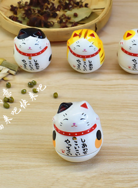 创意日式招财猫不倒翁猫咪桌面