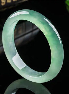 缅甸翡翠玉手镯女款少女天然品细款镯子小巧冰种飘绿浅绿玉镯配饰