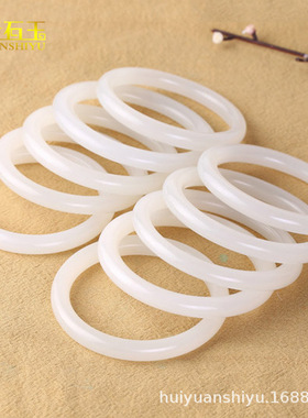 阿富汗玉圆条手镯女款青白色玉石玉器镯子玉镯手环货源