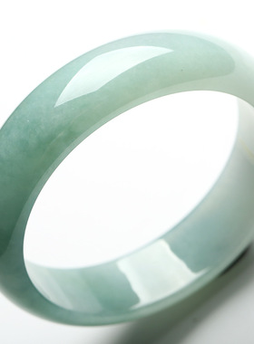 天然翡翠祖母绿缅甸冰糯种油青玉手镯女老坑冰糯种浅绿晴水玉镯子