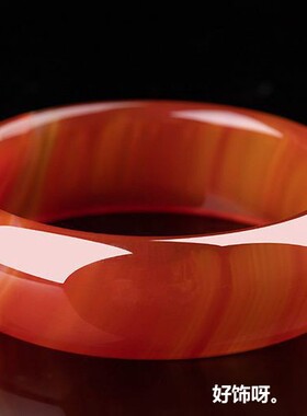 红玛瑙玉手镯女款玛瑙手镯女细条天然加宽红色旺夫真玉手镯子