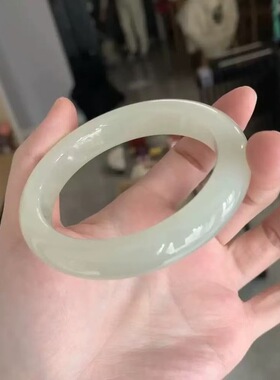 外猛料仿和田玉浅晴水胖圆条手镯外蒙料青白玉粗圆条玉石镯子