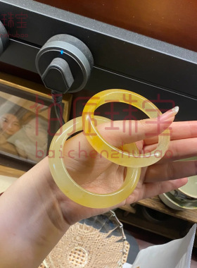 黄龙玉手镯冰种玉镯女天然玉石手镯黄玉翡翠黄翡金丝玉和田玉