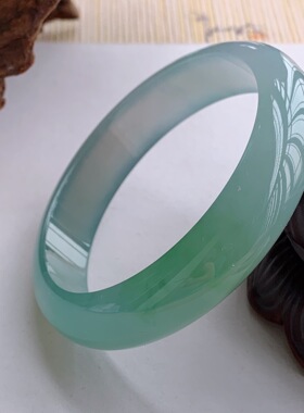 天然缅甸翡翠手镯老坑冰种飘花冰糯种晴绿正圈手镯女款翡翠玉手镯