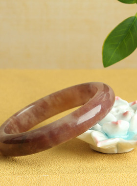 天然金丝玉手镯 紫红草莓酱干枯玫瑰玉镯 酱红玉镯金丝玉工厂