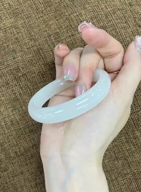 新疆和田玉白玉手镯少女扁条天然羊脂玉时尚白玉镯子百搭网红玉石