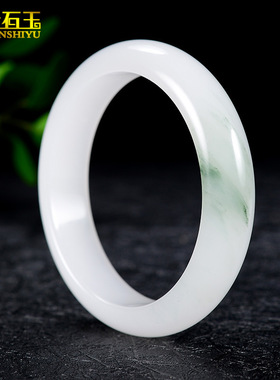 新疆金丝玉天山翠昆仑翠玉手镯白糯金丝玉镯戈壁玉翡翠色镯子