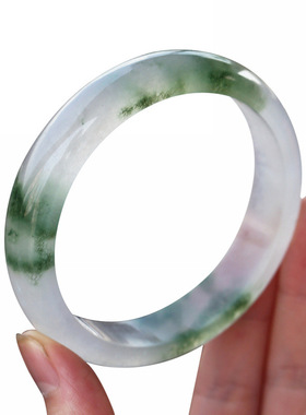 女款天然冰种少女浅绿玉镯玉镯子细石英岩质玉手镯