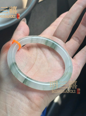 金丝玉手镯新疆天山翠玉气质清新女款昆仑雪翠细圆条镯碟