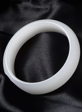 新疆和田外蒙料白玉手镯羊脂白色玉石手镯时尚女款玉手镯货源