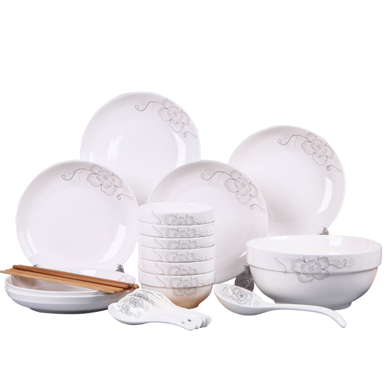 碗碟套装家用6人组合餐具 盘子碗面碗大碗汤碗组合中式碗盘可微波
