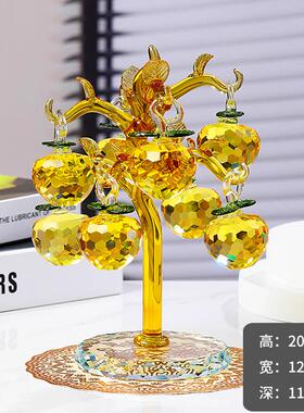 水晶苹果树小摆件客厅办公室摆放