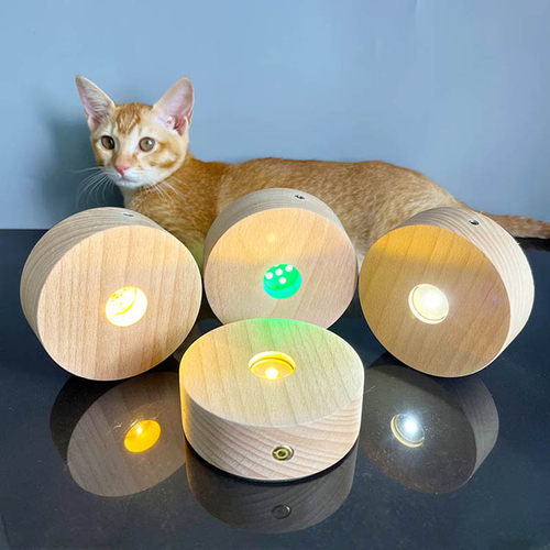 实木LED小夜灯底座木质氛围水晶工艺品摆件发光底座木艺加工定制 - 图1