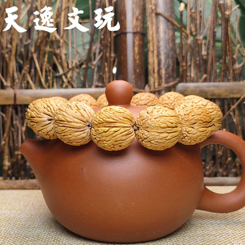 精品凤尾脐蚂蚁纹桃核手串野生天然密纹柳叶脐正圆佛珠念珠手把件 - 图2