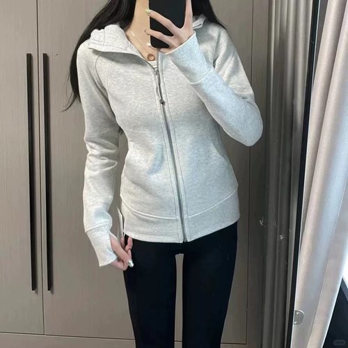 lu同款Scuba修身卫衣收腰连帽外套女秋冬款薄款瑜伽服开衫上衣 - 图2