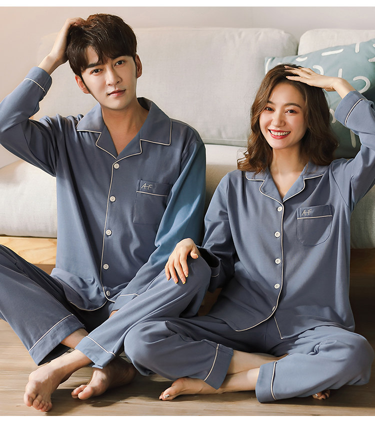 春秋长袖情侣睡衣纯棉女休闲开衫秋冬宽松全棉男士翻领家居服套装,淘宝优惠券,粉丝福利购,淘宝优惠卷