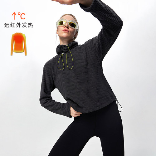 【限时折扣】抓绒轻暖升温运动卫衣秋冬女厚高领长袖JK074 - 图0