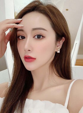 甜美风小老鼠珍珠耳钉