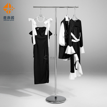 Clothing Store Show Shelf Stainless Steel Floor Type Brief Middle Island Display Props Thickened T type positive hanging clothes hat rack