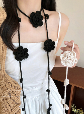 编织绳飘带腰链设计感围巾配饰