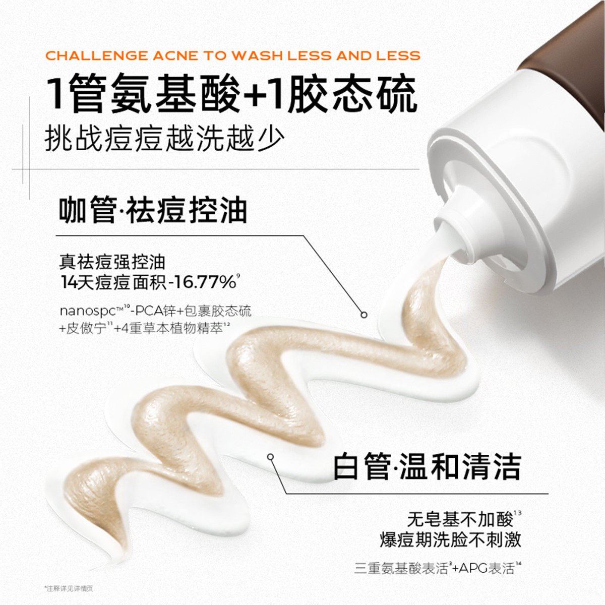 C咖洗面奶双管氨基酸洁面乳深层清洁毛孔净油干油混皮温和女,淘宝优惠券,粉丝福利购,淘宝优惠卷