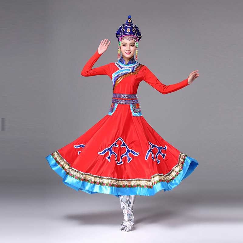 蒙古女舞蹈蒙族成人新款演出裙子 哈衣部落民族服装/舞台装