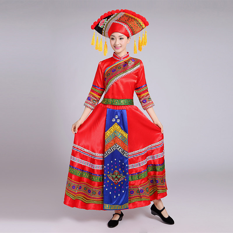 新款广西壮族舞蹈演出服装男女成人 哈衣部落民族服装/舞台装