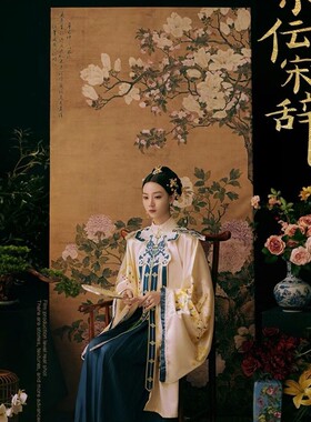 照相馆新款明代汉服婚纱照中式传统唐装古典明制婚礼主题摄影服装