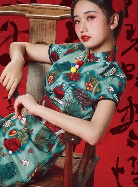 艺术照个人写真服装复古中国风主题摄影服装影楼展会新款性感旗袍