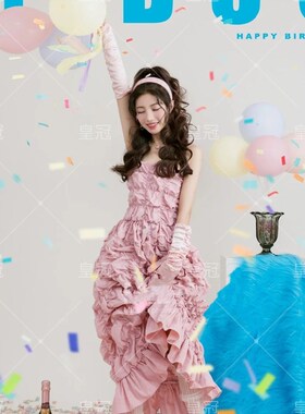 影楼个人写真服装新款法式复古少女画报风生日主题艺术照摄影礼服