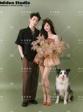 2026春日主题情侣写真焦糖复古芭蕾风韩杂拍摄室内婚纱照摄影服装