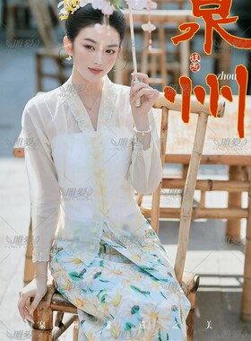 影楼新款小娘惹簪花写真服装甜美少女旅拍西双版纳少数民族风写真