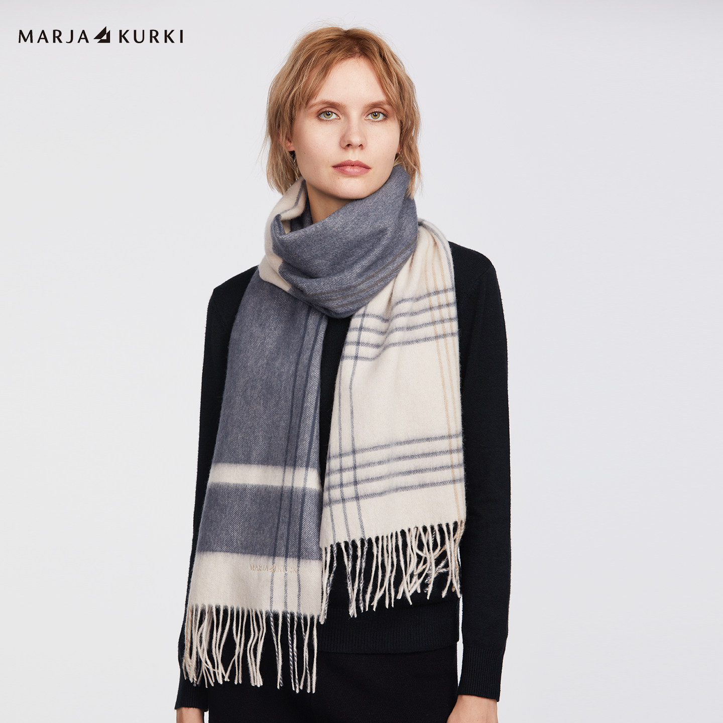 MARJAKURKI玛丽亚古琦格纹羊毛羊绒围巾女冬季加厚保暖围脖情侣款,淘宝优惠券,粉丝福利购,淘宝优惠卷