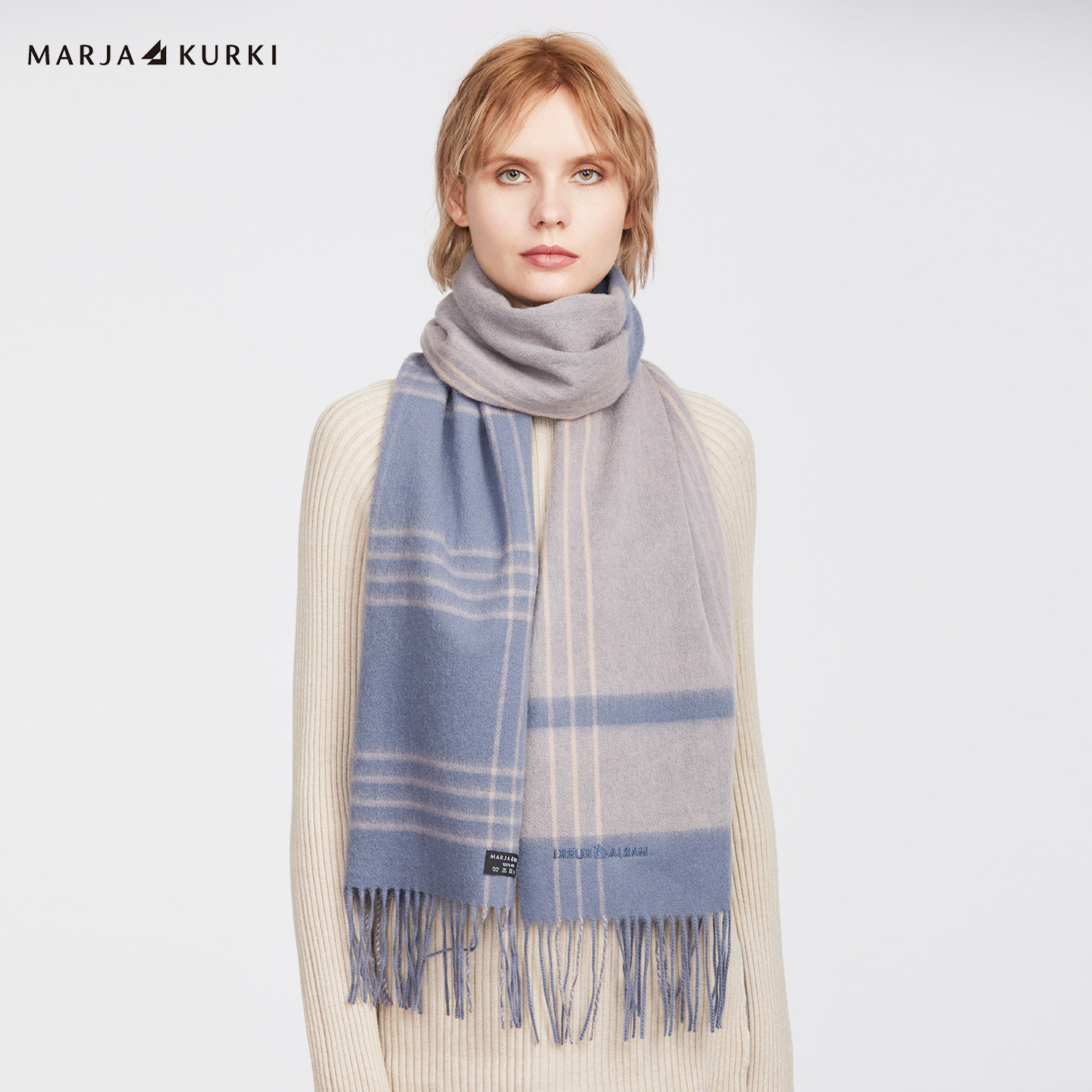 MARJAKURKI玛丽亚古琦格纹羊毛羊绒围巾女冬季加厚保暖围脖情侣款,淘宝优惠券,粉丝福利购,淘宝优惠卷